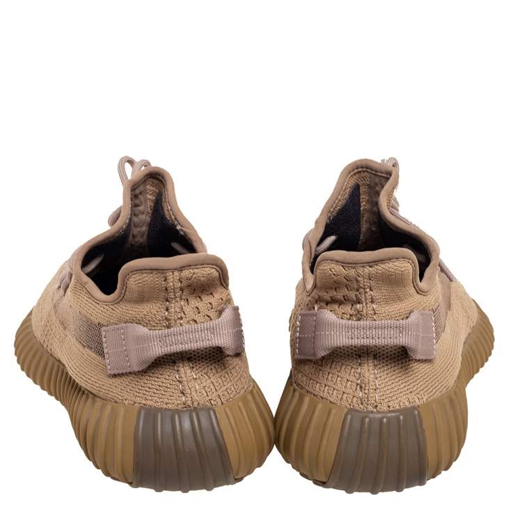 Pre Owned Yeezy x adidas Brown Knit Fabric Boost 350 V2 Earth Sneakers Size 42