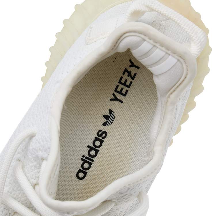 Pre Owned Yeezy x Adidas White Knit Fabric Boost 350 V2 Triple White Sneakers Size 37 1/3