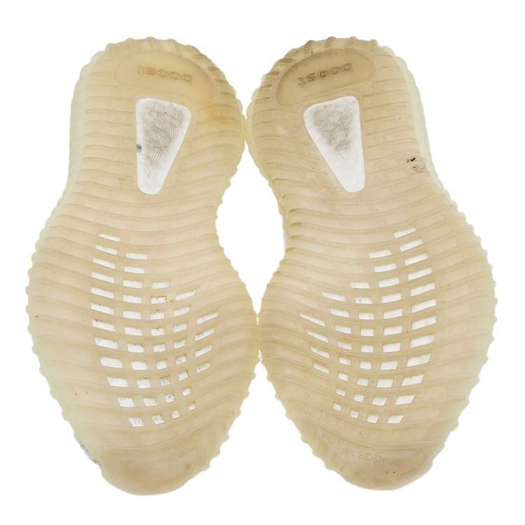 Pre Owned Yeezy x Adidas White Knit Fabric Boost 350 V2 Triple White Sneakers Size 37 1/3