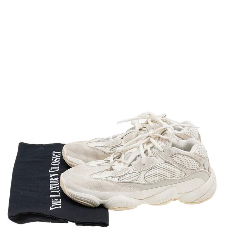 Pre Owned Yeezy x adidas White Mesh And Suede 500 Bone Sneakers Size 39 1/3