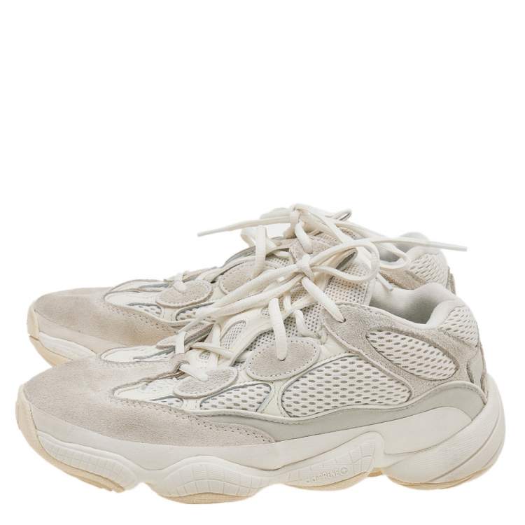 Pre Owned Yeezy x adidas White Mesh And Suede 500 Bone Sneakers Size 39 1/3