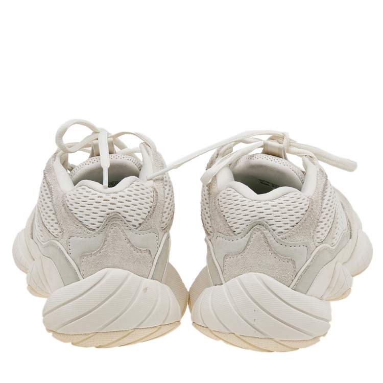 Pre Owned Yeezy x adidas White Mesh And Suede 500 Bone Sneakers Size 39 1/3