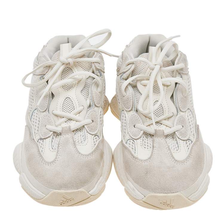 Pre Owned Yeezy x adidas White Mesh And Suede 500 Bone Sneakers Size 39 1/3