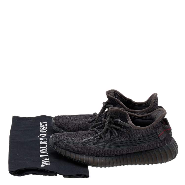 Pre Owned Yeezy x Adidas Black Knit Fabric Boost 350 V2 Non Reflective Sneakers Size 39 1/3