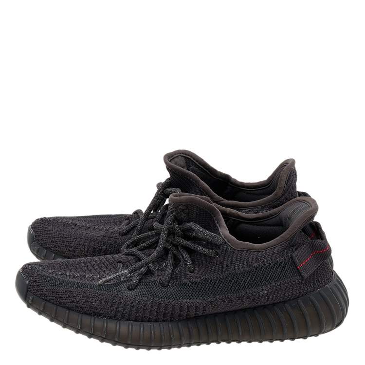 Pre Owned Yeezy x Adidas Black Knit Fabric Boost 350 V2 Non Reflective Sneakers Size 39 1/3