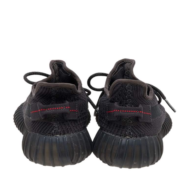 Pre Owned Yeezy x Adidas Black Knit Fabric Boost 350 V2 Non Reflective Sneakers Size 39 1/3