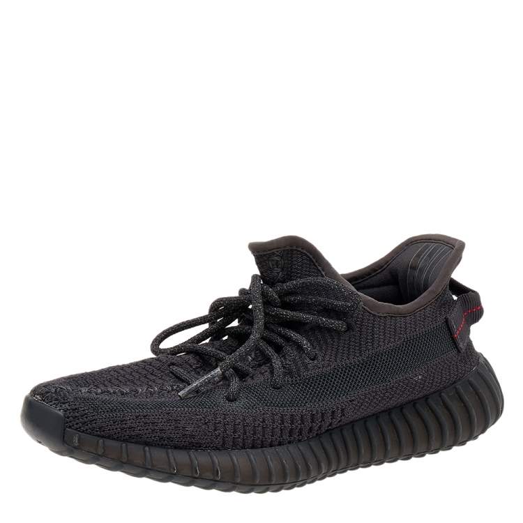 Pre Owned Yeezy x Adidas Black Knit Fabric Boost 350 V2 Non Reflective Sneakers Size 39 1/3