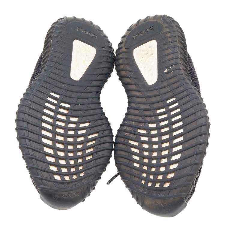 Pre Owned Yeezy x Adidas Black Knit Fabric Boost 350 V2 Non Reflective Sneakers Size 39 1/3
