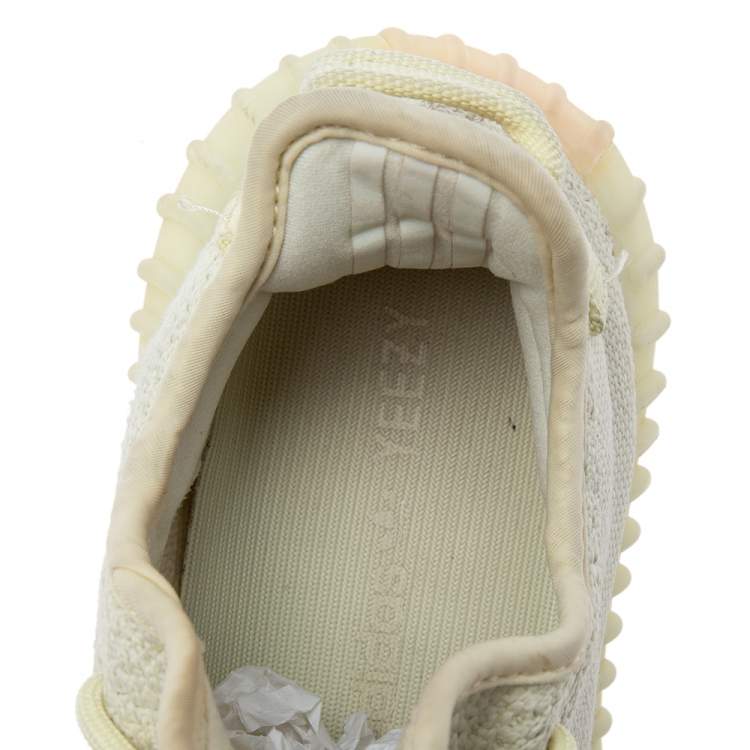 Pre Owned Yeezy x Adidas Light Yellow Knit Fabric Boost 350 V2 Butter Sneakers Size 38 2/3