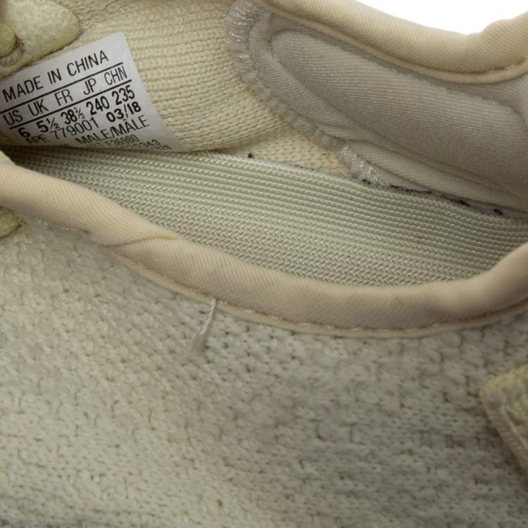 Pre Owned Yeezy x Adidas Light Yellow Knit Fabric Boost 350 V2 Butter Sneakers Size 38 2/3