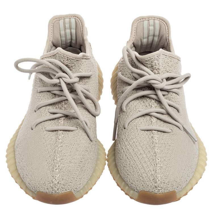 Pre Owned Yeezy x Adidas Grey Knit Fabric Boost 350 V2 Sneakers Size 41 1/3