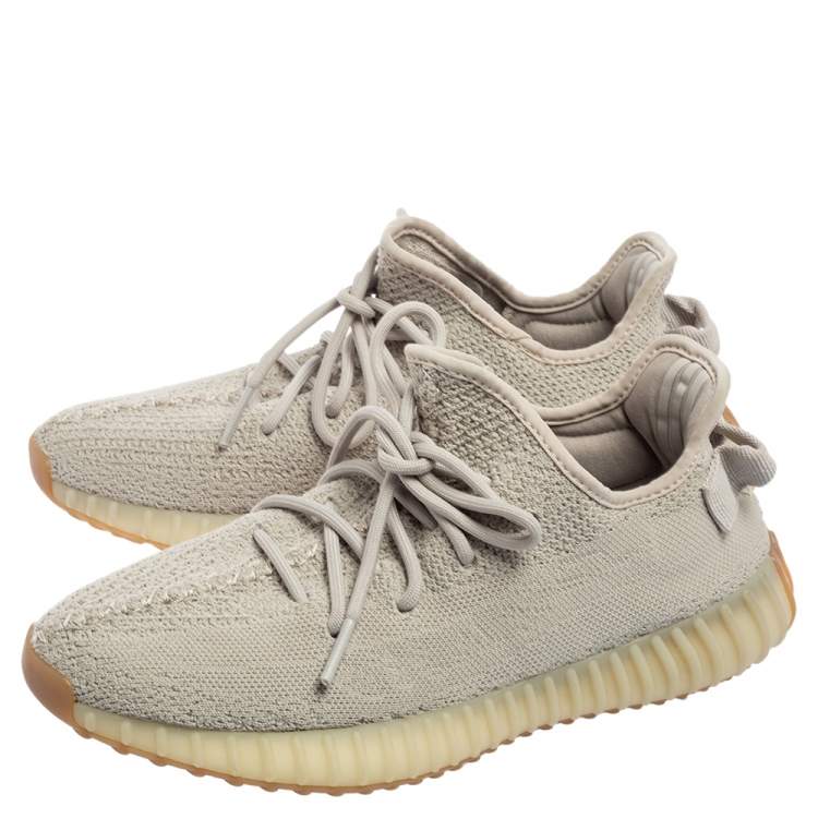 Pre Owned Yeezy x Adidas Grey Knit Fabric Boost 350 V2 Sneakers Size 41 1/3