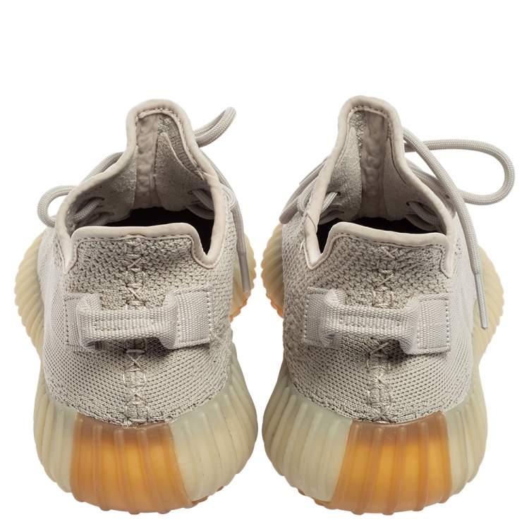 Pre Owned Yeezy x Adidas Grey Knit Fabric Boost 350 V2 Sneakers Size 41 1/3