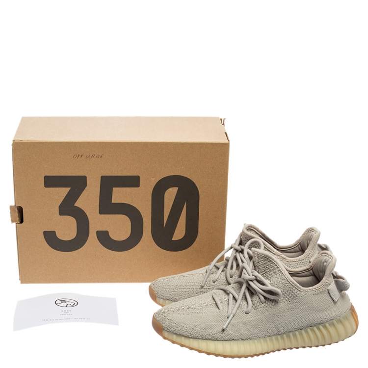 Pre Owned Yeezy x Adidas Grey Knit Fabric Boost 350 V2 Sneakers Size 41 1/3
