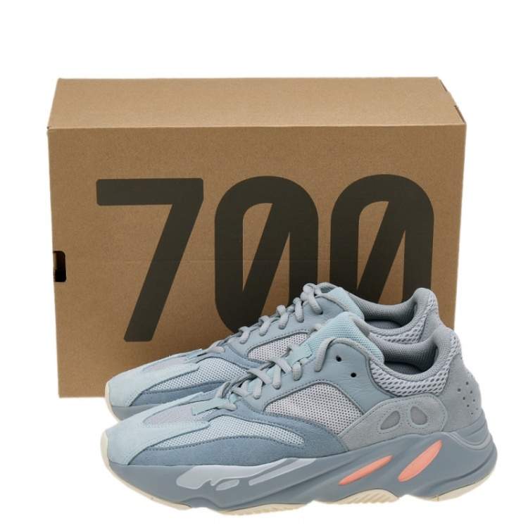 Pre Owned Yeezy x Adidas Grey/Blue Suede And Mesh Boost 700 V2 Inertia Sneakers Size 43 1/3