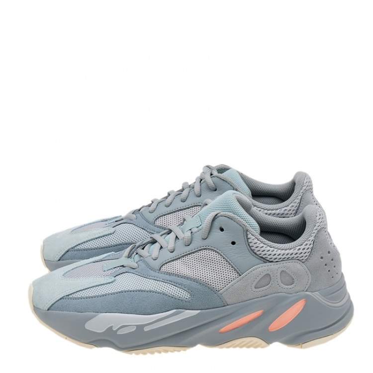 Pre Owned Yeezy x Adidas Grey/Blue Suede And Mesh Boost 700 V2 Inertia Sneakers Size 43 1/3