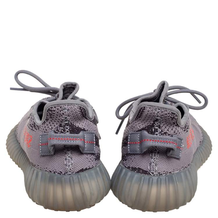 Pre Owned Adidas Yeezy Boost 350 V2 Beluga Grey Knit Fabric Sneakers Size 40 2/3