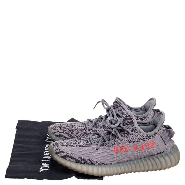 Pre Owned Adidas Yeezy Boost 350 V2 Beluga Grey Knit Fabric Sneakers Size 40 2/3