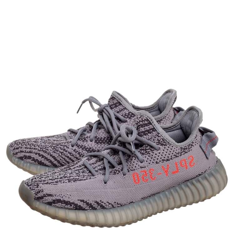 Pre Owned Adidas Yeezy Boost 350 V2 Beluga Grey Knit Fabric Sneakers Size 40 2/3
