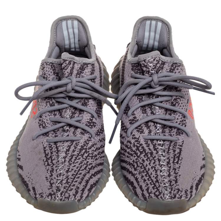 Pre Owned Adidas Yeezy Boost 350 V2 Beluga Grey Knit Fabric Sneakers Size 40 2/3