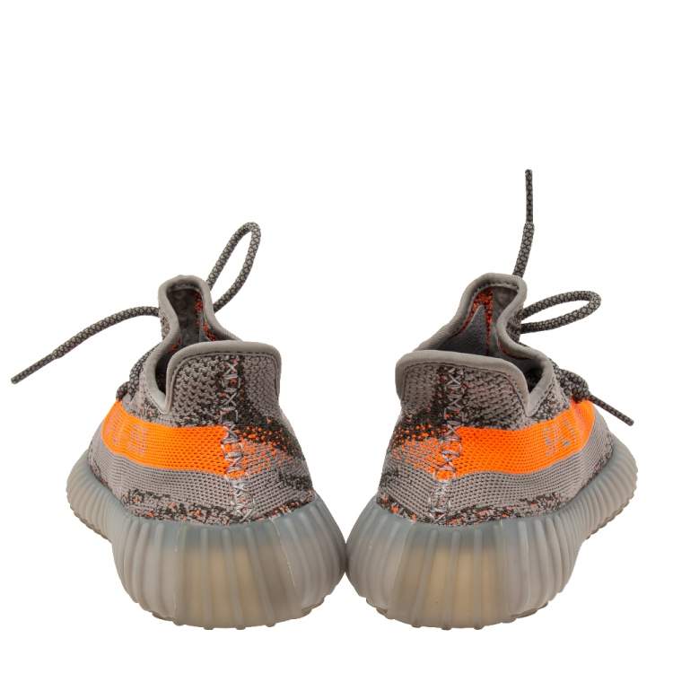 Pre Owned Adidas Yeezy Grey Knit Fabric Boost 350 V2 Beluga Sneakers Size 42