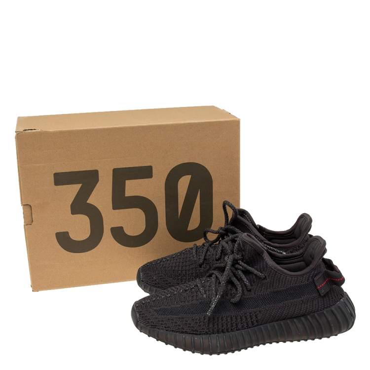 Pre Owned Adidas Yeezy Black Knit Fabric Boost 350 V2 Cinder Reflective Sneakers Size 37 2/3