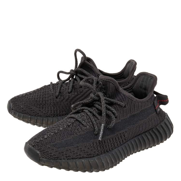 Pre Owned Adidas Yeezy Black Knit Fabric Boost 350 V2 Cinder Reflective Sneakers Size 37 2/3