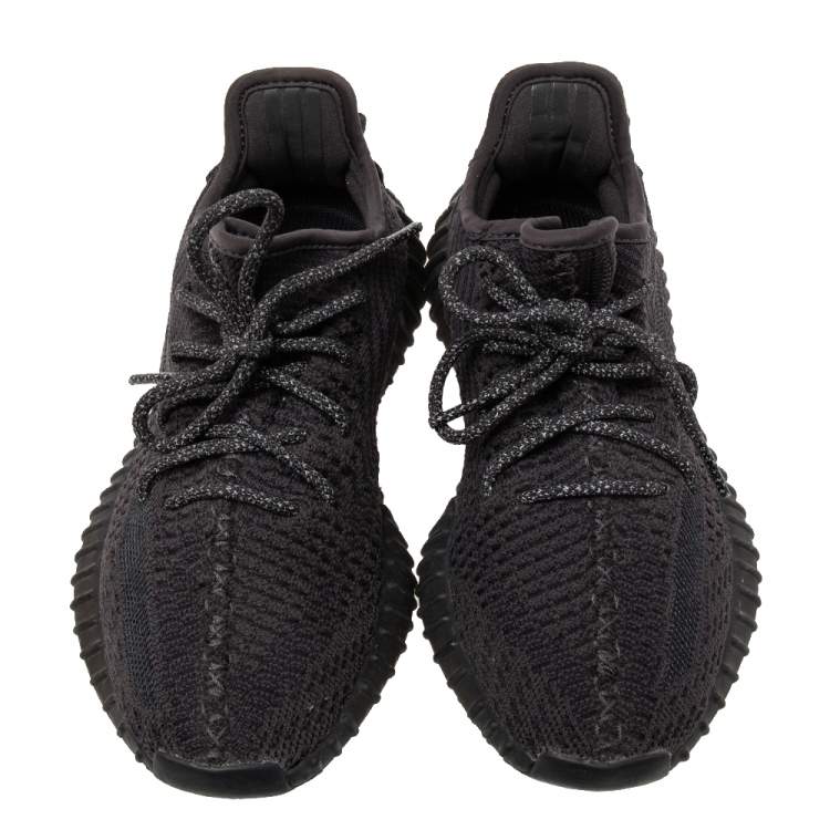 Pre Owned Adidas Yeezy Black Knit Fabric Boost 350 V2 Cinder Reflective Sneakers Size 37 2/3