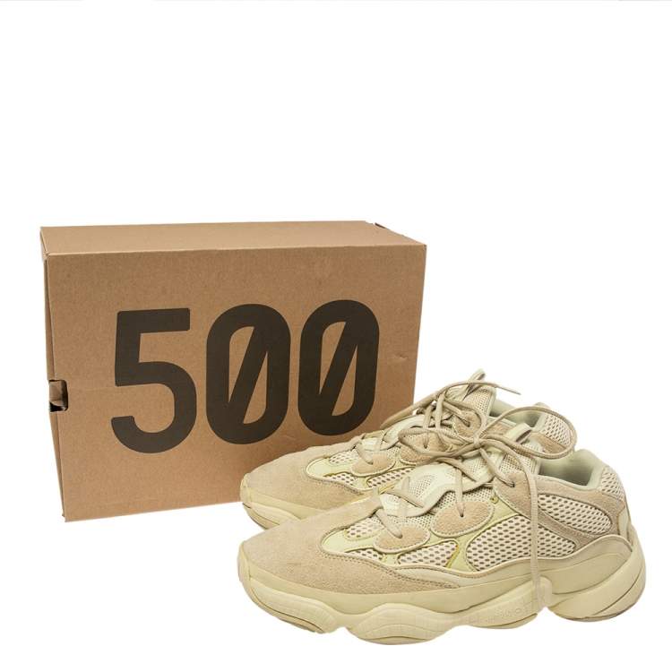 Pre Owned Yeezy x adidas Lime Yellow Suede And Mesh Yeezy 500 Sumoye Sneakers Size 45 1/3