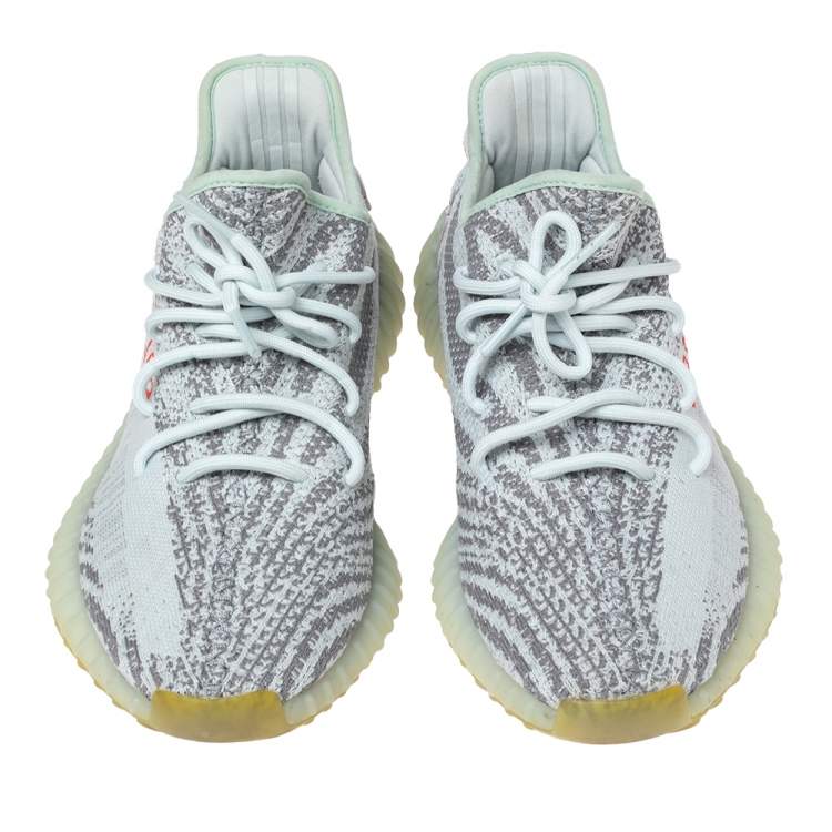 Pre Owned Yeezy x adidas Grey/Blue Tint Knit Fabric Boost 350 V2 Static Sneakers Size 44 2/3