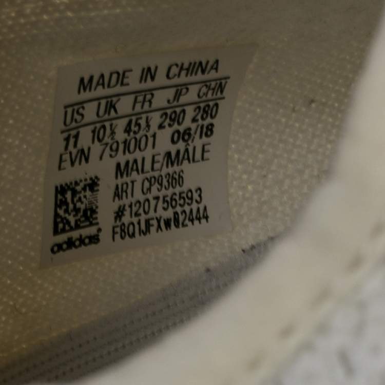 Pre Owned Yeezy x adidas Cream/Triple White Knit Fabric Boost 350 V2 Sneakers Size 45 1/3