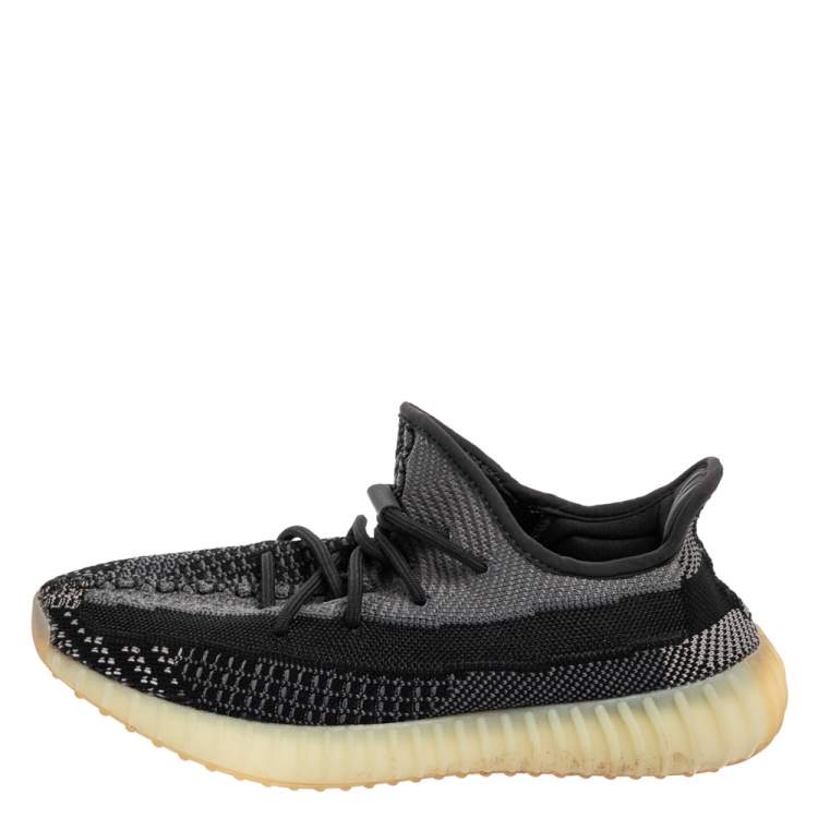 Pre Owned Yeezy x adidas Black/Grey Knit Fabric Boost 350 V2 Carbon Sneakers Size 44