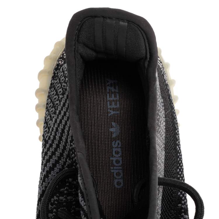 Pre Owned Yeezy x adidas Black/Grey Knit Fabric Boost 350 V2 Carbon Sneakers Size 44