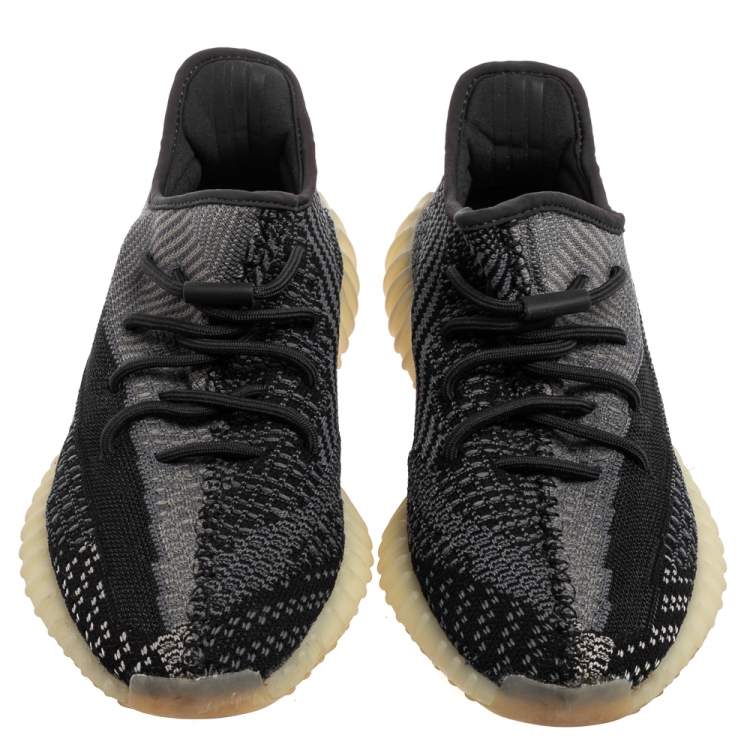 Pre Owned Yeezy x adidas Black/Grey Knit Fabric Boost 350 V2 Carbon Sneakers Size 44
