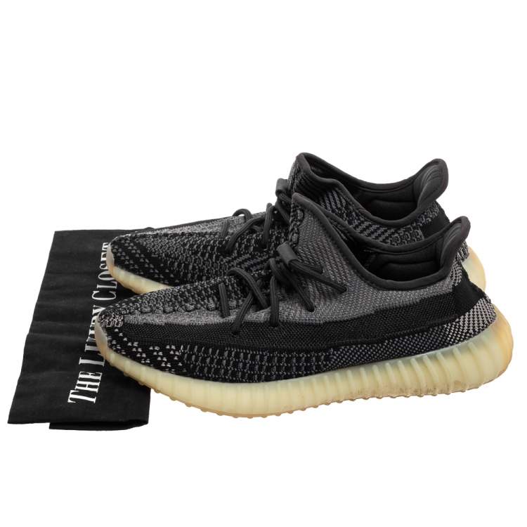 Pre Owned Yeezy x adidas Black/Grey Knit Fabric Boost 350 V2 Carbon Sneakers Size 44
