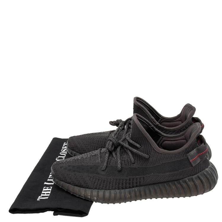 Pre Owned Yeezy x Adidas Black Knit Fabric Boost 350 V2 Cinder Reflective Sneakers Size 44