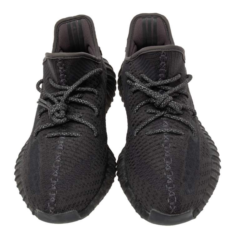 Pre Owned Yeezy x Adidas Black Knit Fabric Boost 350 V2 Cinder Reflective Sneakers Size 44