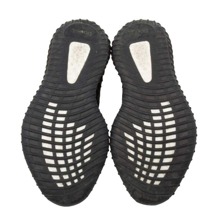 Pre Owned Yeezy x Adidas Black Knit Fabric Boost 350 V2 Cinder Reflective Sneakers Size 44