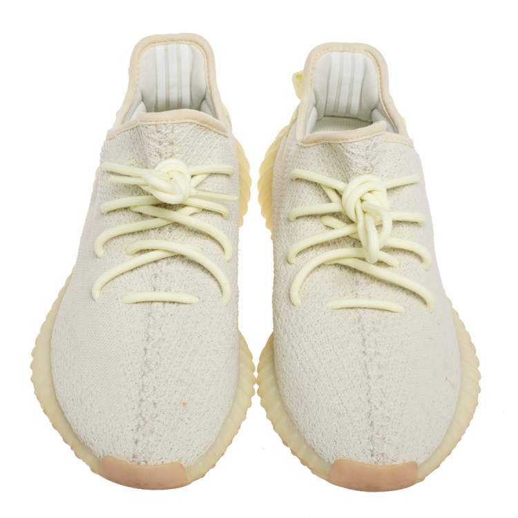 Pre Owned Yeezy x Adidas Green Knit Fabric 350 V2 Butter Sneakers Size 43 1/3