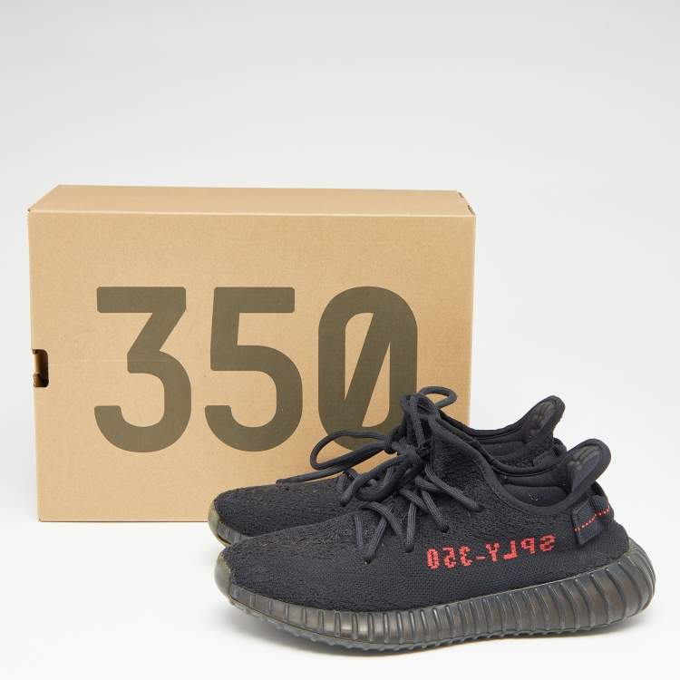 Pre Owned Yeezy x Adidas Black Knit Fabric Boost 350 V2 Sneakers Size 39 1/3