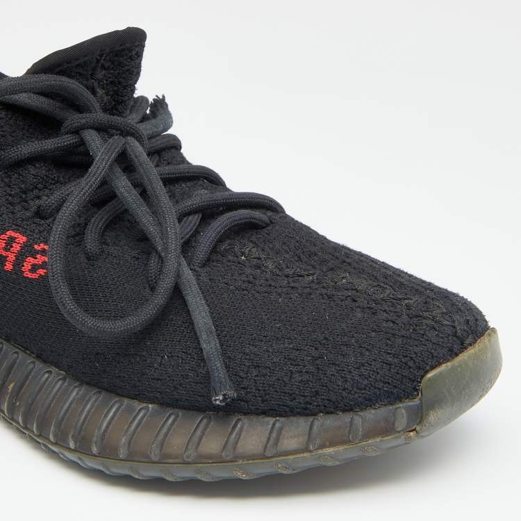 Pre Owned Yeezy x Adidas Black Knit Fabric Boost 350 V2 Sneakers Size 39 1/3
