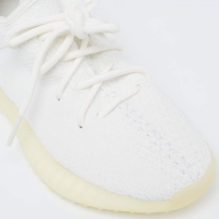 Pre Owned Yeezy x Adidas White Knit Fabric Boost 350 V2 Triple White Sneakers Size 37 1/3
