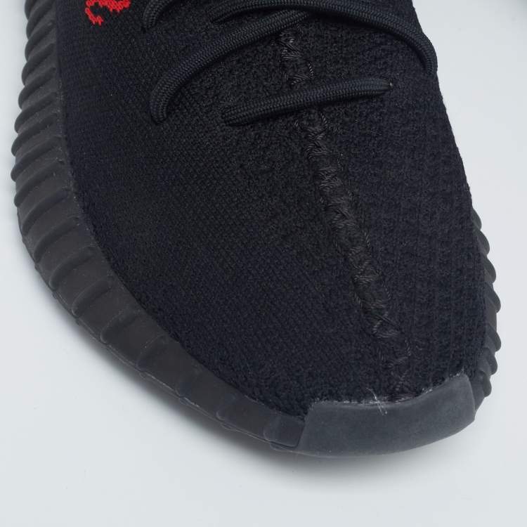 Pre Owned Adidas x Yeezy Black/Red Knit Fabric Boost 350 V2 Sneakers Size 44