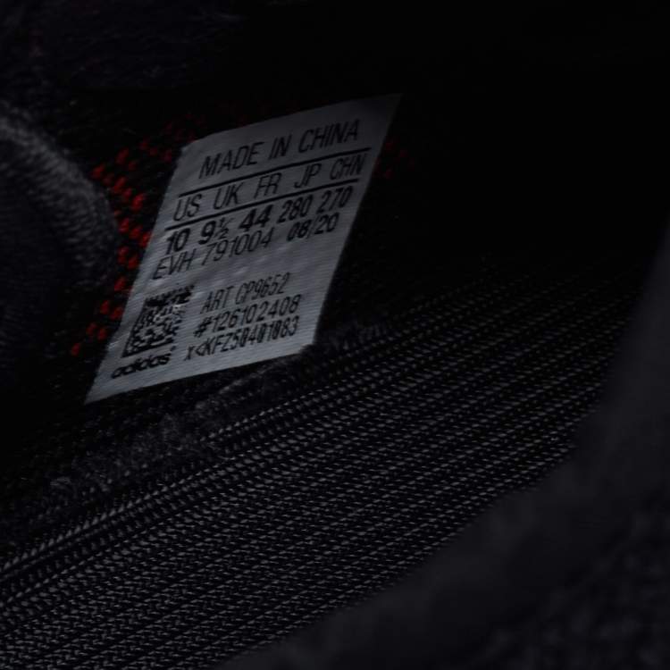 Pre Owned Adidas x Yeezy Black/Red Knit Fabric Boost 350 V2 Sneakers Size 44