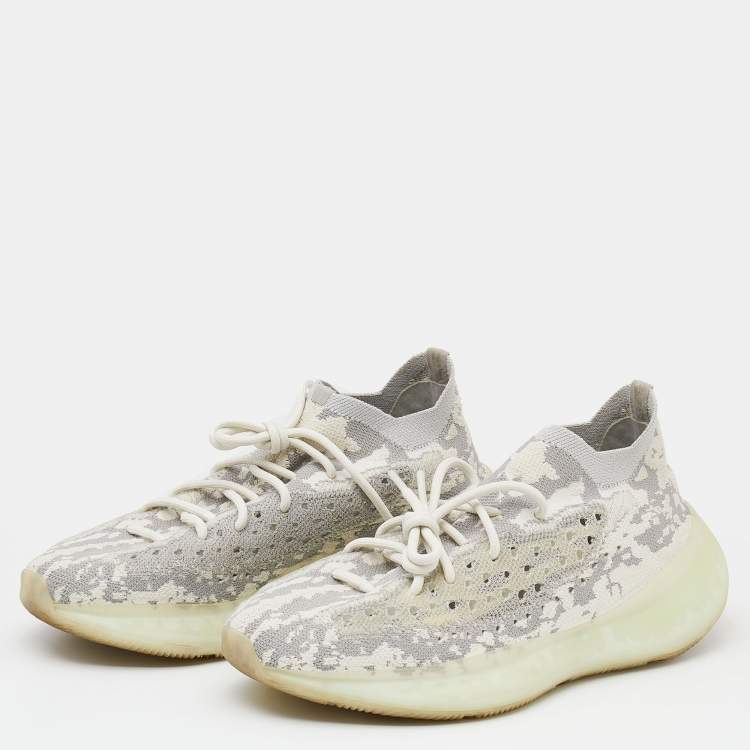 Pre Owned Yeezy x Adidas Grey/White Knit Fabric Boost 380 Alien Sneakers Size 44