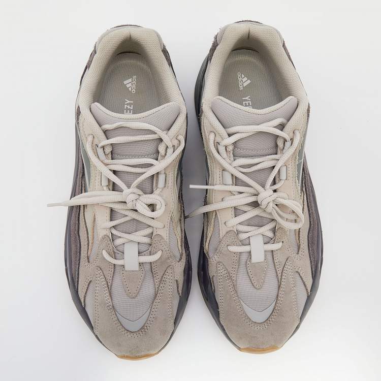 Pre Owned Yeezy x Adidas Grey Leather And Suede Boost 700V2 Geode Sneakers Size 46 2/3