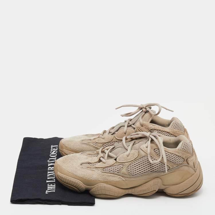 Pre Owned Yeezy x adidas Beige Mesh And Suede 500 Taupe Sneakers Size 44 2/3 