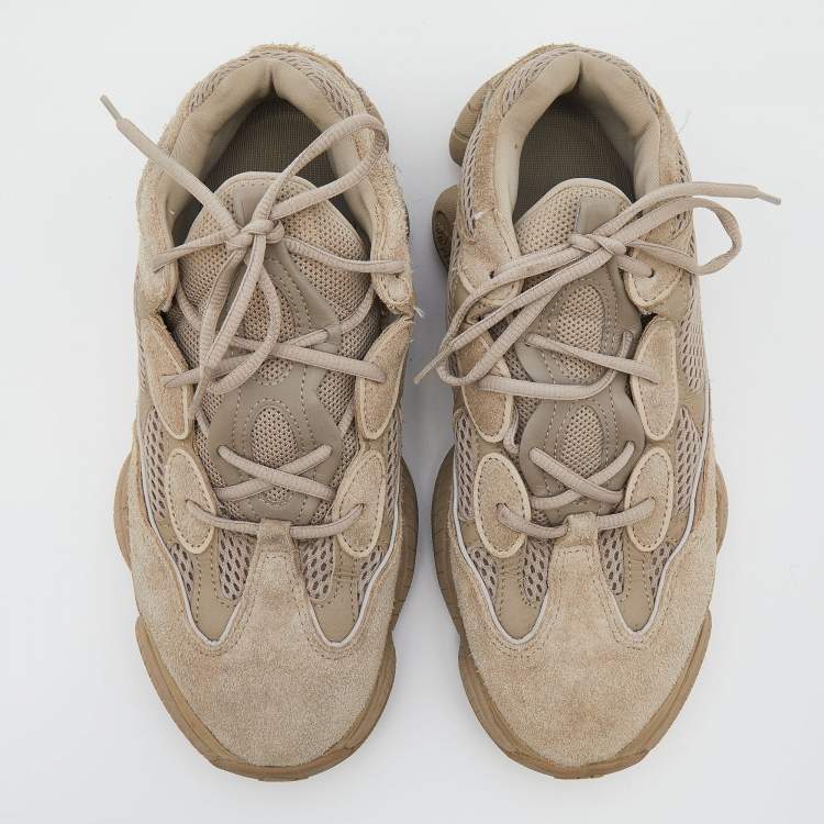 Pre Owned Yeezy x adidas Beige Mesh And Suede 500 Taupe Sneakers Size 44 2/3 