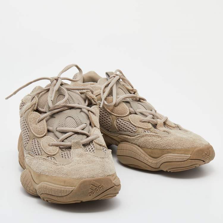 Pre Owned Yeezy x adidas Beige Mesh And Suede 500 Taupe Sneakers Size 44 2/3 