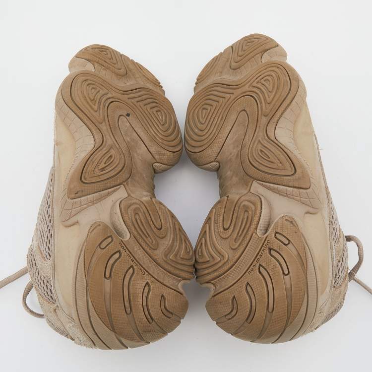 Pre Owned Yeezy x adidas Beige Mesh And Suede 500 Taupe Sneakers Size 44 2/3 